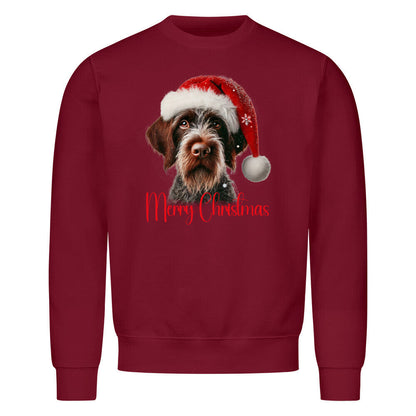Premium Sweatshirt "Deutsch Drahthaar - Merry Christmas" Burgunder – hunde-shirt.de