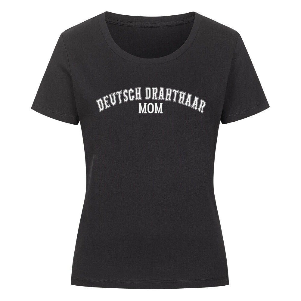 Premium Organic Damen-Shirt "Deutsch Drahthaar - MOM" Schwarz – hunde-shirt.de