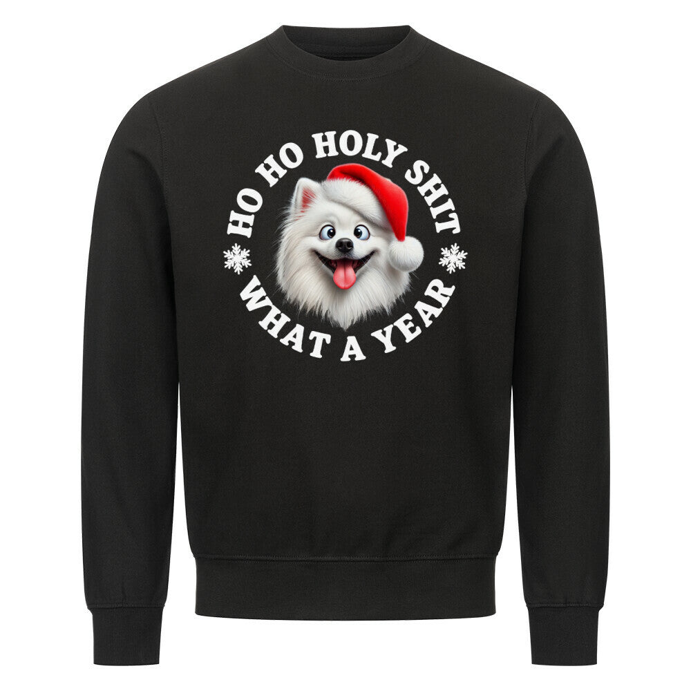 Premium Sweatshirt "Deutscher Spitz - HO HO..." Schwarz – hunde-shirt.de