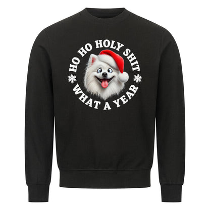 Premium Sweatshirt "Deutscher Spitz - HO HO..." Schwarz – hunde-shirt.de