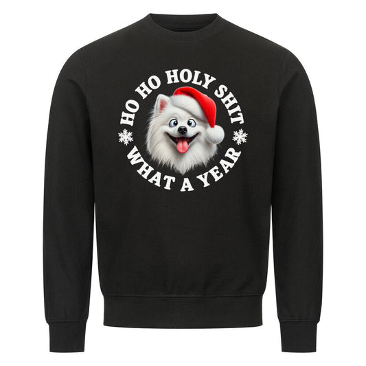 Premium Sweatshirt "Deutscher Spitz - HO HO..." Schwarz – hunde-shirt.de