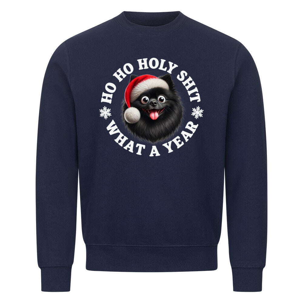 Premium Sweatshirt "Deutscher Spitz ( schwarz ) - HO HO..." Navy Blue – hunde-shirt.de