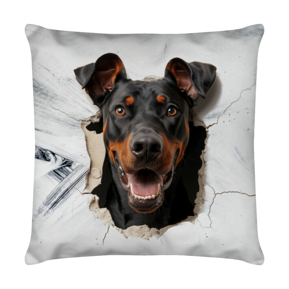 Kissen "Dobermann - Look" Weiß – hunde-shirt.de