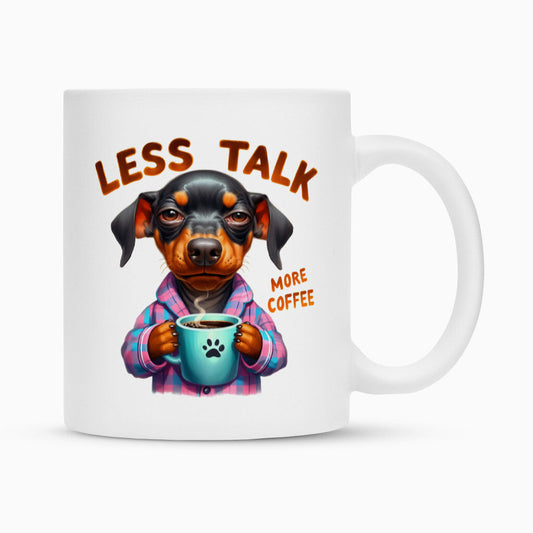Tasse "Dobermann - Less talk..." Weiß – hunde-shirt.de