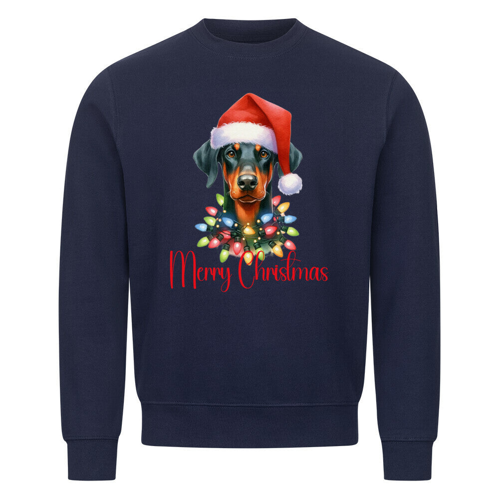 Premium Sweatshirt "Dobermann - Merry Christmas" Navy Blue – hunde-shirt.de