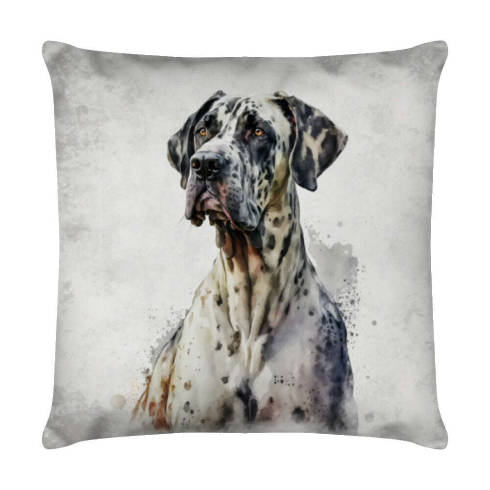 Kissen "Deutsche Dogge - Harlekin" Weiß – hunde-shirt.de