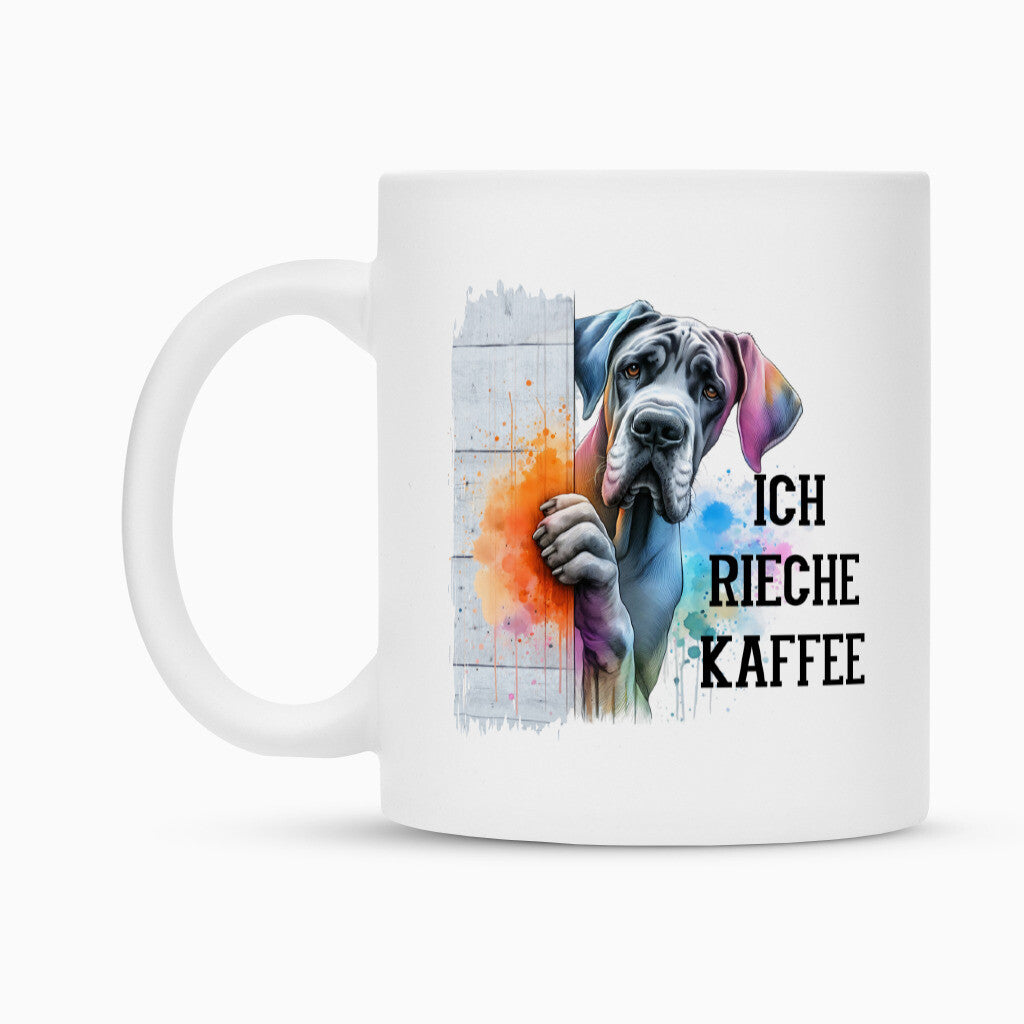 Tasse "Deutsche Dogge - Ich rieche Kaffee 2" – hunde-shirt.de