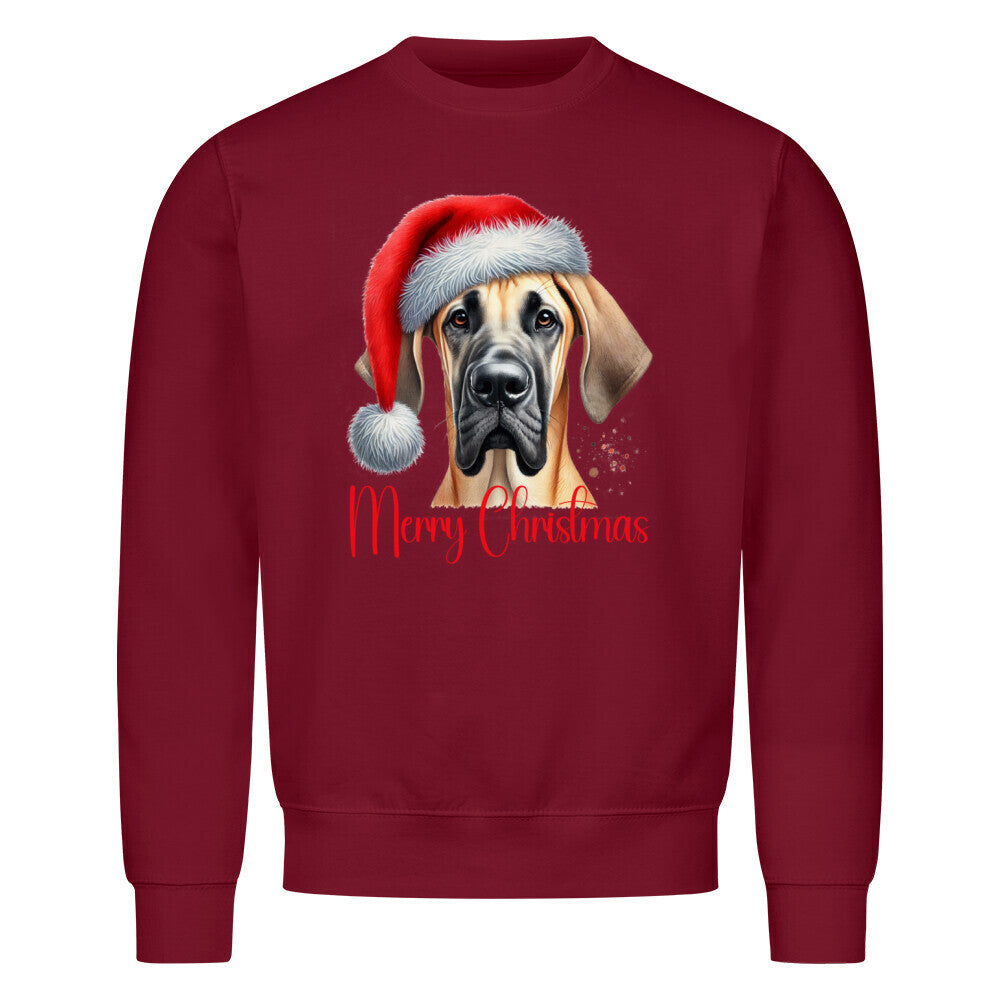 Premium Sweatshirt "Deutsche Dogge - Merry Christmas 2" Burgunder – hunde-shirt.de
