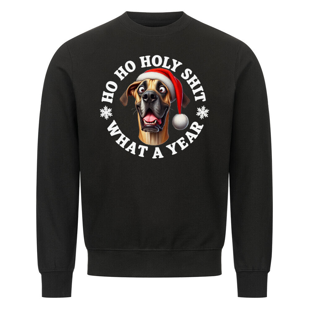 Premium Sweatshirt "Deutsche Dogge - HO HO..." Schwarz – hunde-shirt.de
