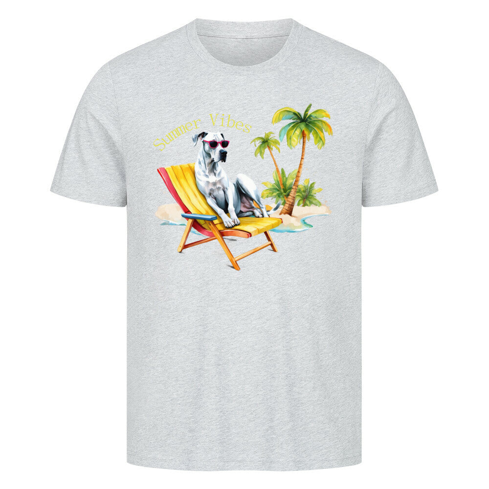 Premium T-Shirt "Deutsche Dogge - Summer Vibes" Heather Grey – hunde-shirt.de
