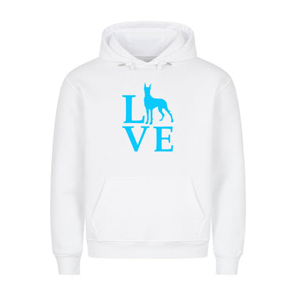 Premium Hoodie "Deutsche Dogge - Love blue" Weiß – hunde-shirt.de