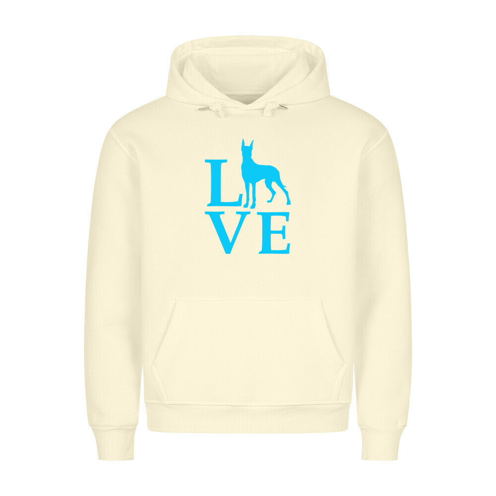 Premium Hoodie "Deutsche Dogge - Love blue" Beige – hunde-shirt.de