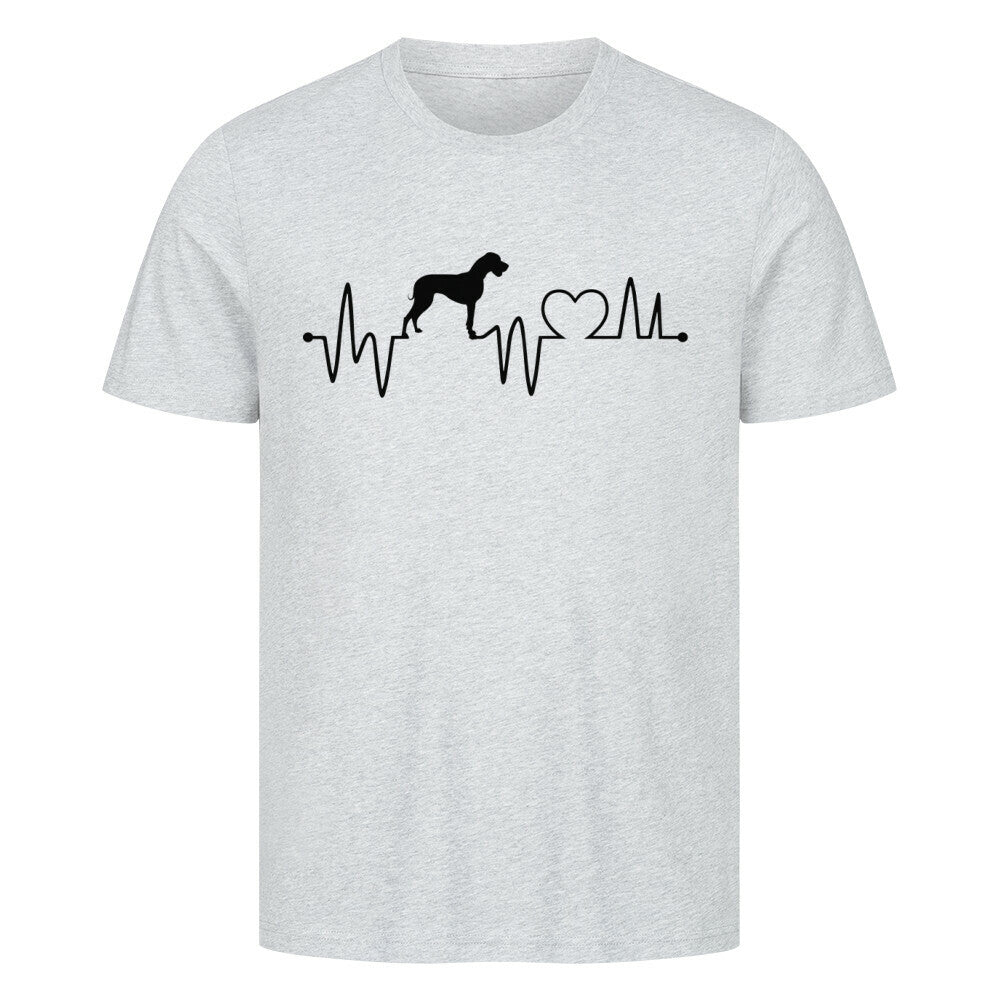 Premium T-Shirt "Deutsche Dogge - Heartbeat" Heather Grey – hunde-shirt.de