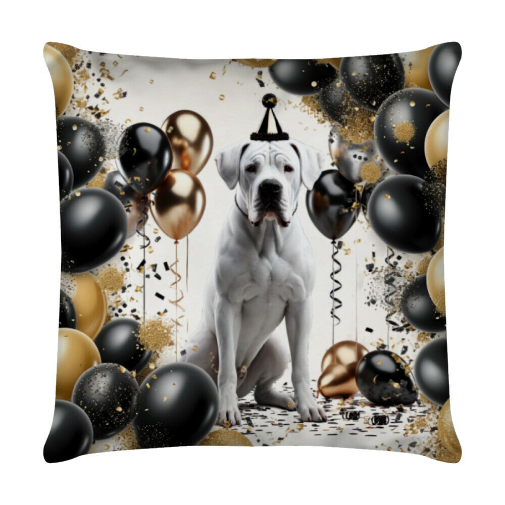 Kissen "Dogo Argentino - Geburtstag" Weiß – hunde-shirt.de