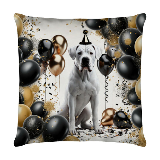 Kissen "Dogo Argentino - Geburtstag" Weiß – hunde-shirt.de