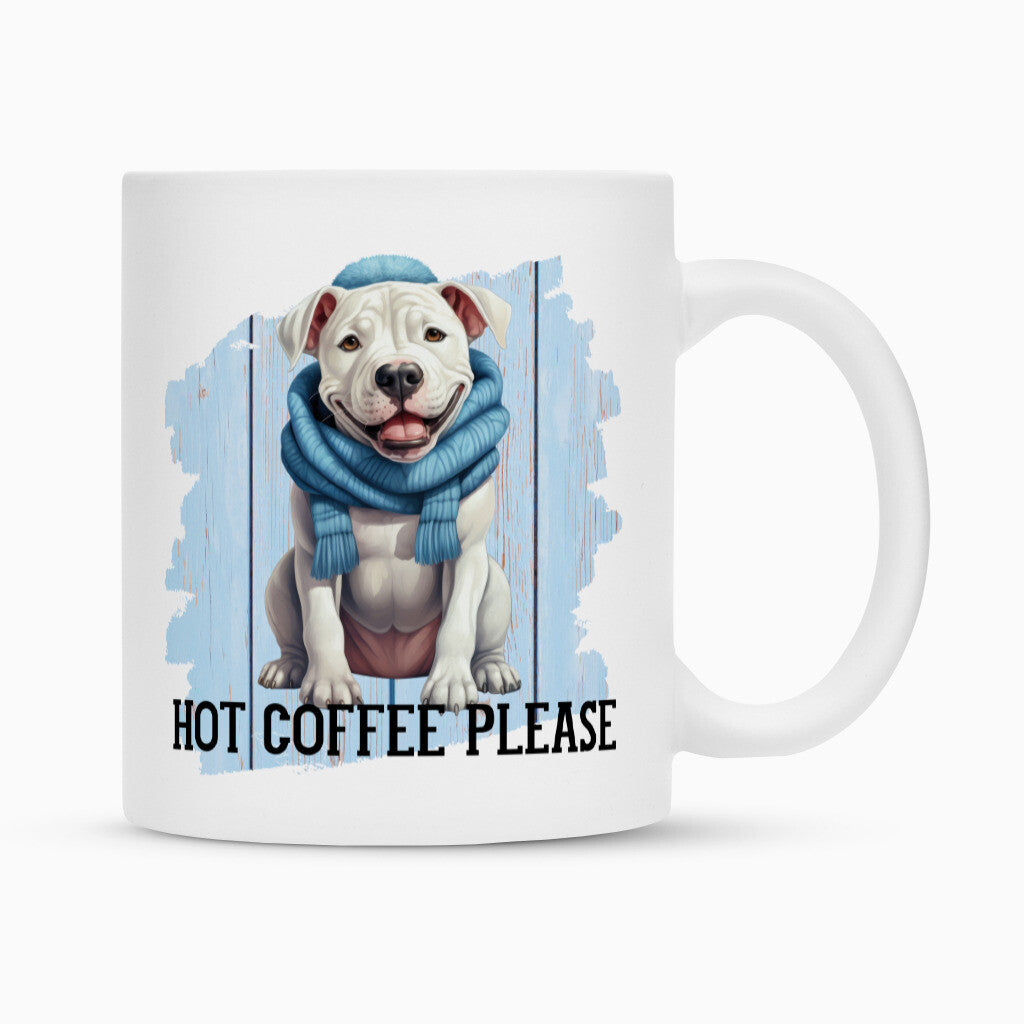 Tasse "Dogo Argentino - Hot Coffee please" Weiß – hunde-shirt.de