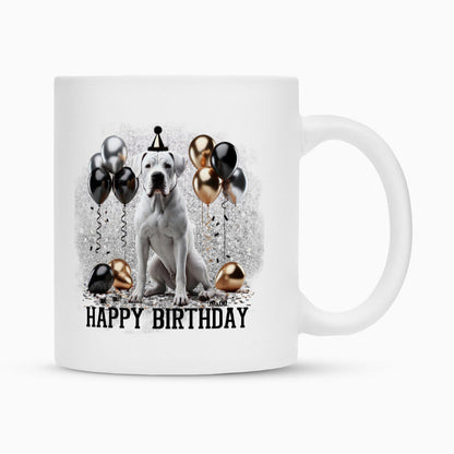 Tasse "Dogo Argentino - Happy Birthday" Weiß – hunde-shirt.de