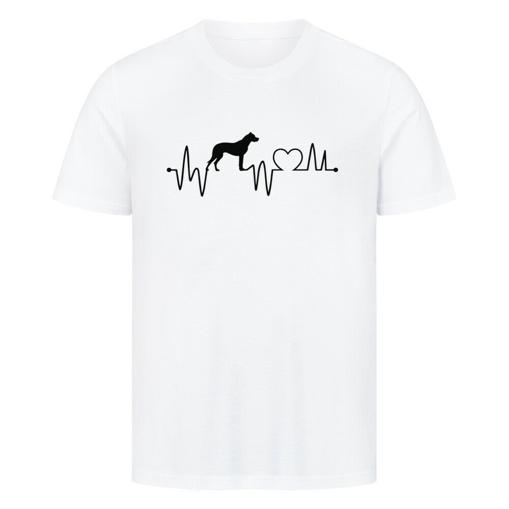 Premium T-Shirt "Dogo Argentino - Heartbeat" Weiß – hunde-shirt.de