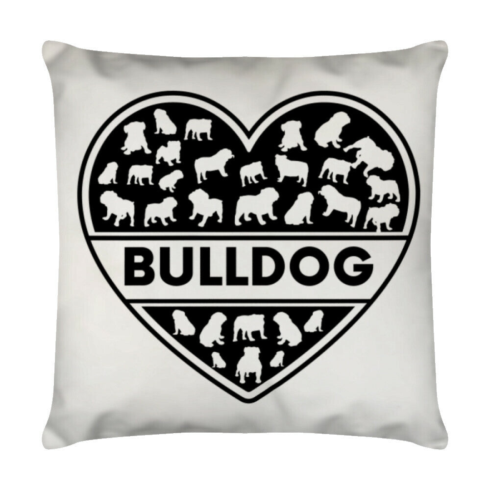 Kissen "English Bulldog - Herz" Weiß – hunde-shirt.de