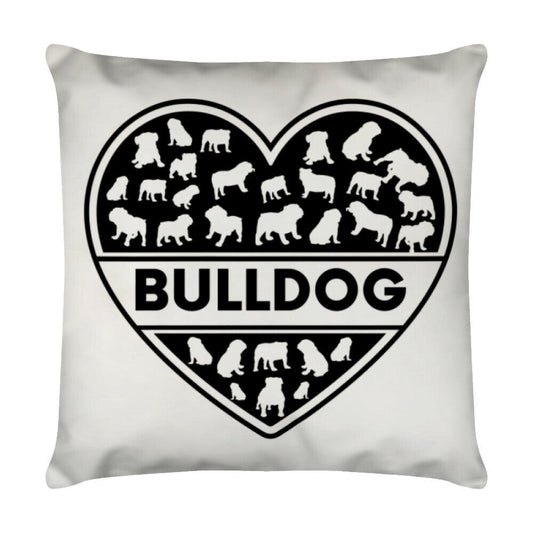 Kissen "English Bulldog - Herz" Weiß – hunde-shirt.de