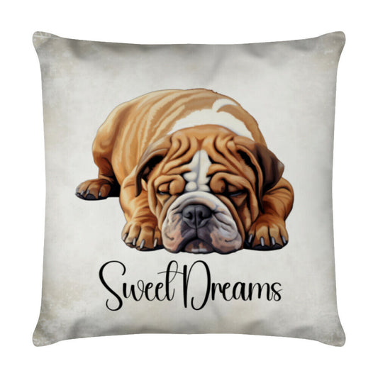 Kissen "English Bulldog - Sweet Dreams 2" Weiß – hunde-shirt.de