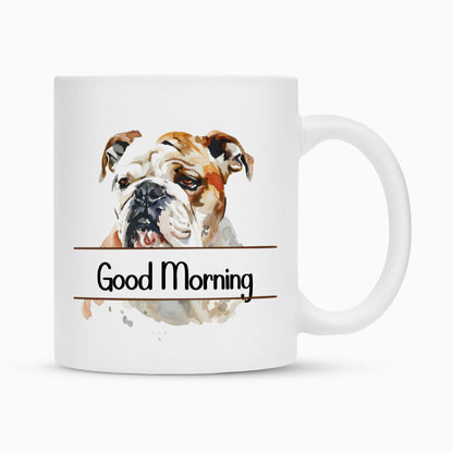 Tasse "English Bulldog - Good Morning" Weiß – hunde-shirt.de
