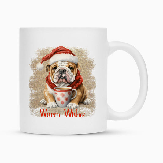 Tasse "English Bulldog - Warm Wishes" Weiß – hunde-shirt.de