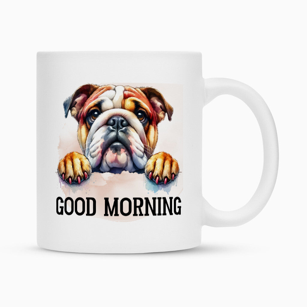 Tasse "English Bulldog - Good Morning" Weiß – hunde-shirt.de