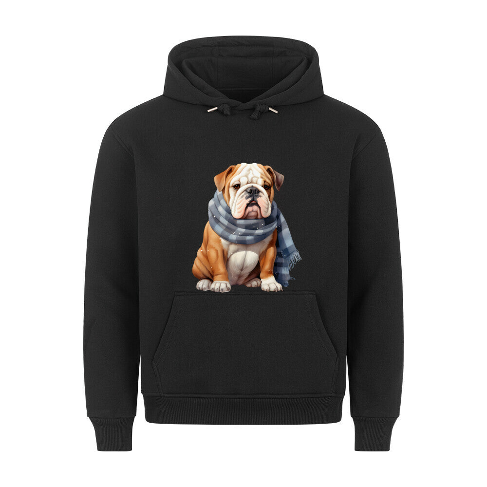 Premium Hoodie "English Bulldog - Winter" Schwarz – hunde-shirt.de