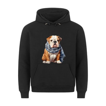 Premium Hoodie "English Bulldog - Winter" Schwarz – hunde-shirt.de