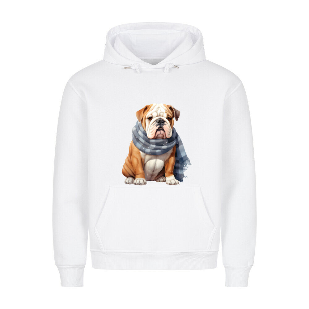 Premium Hoodie "English Bulldog - Winter" Weiß – hunde-shirt.de