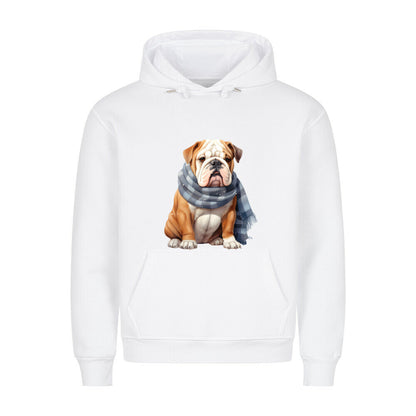 Premium Hoodie "English Bulldog - Winter" Weiß – hunde-shirt.de