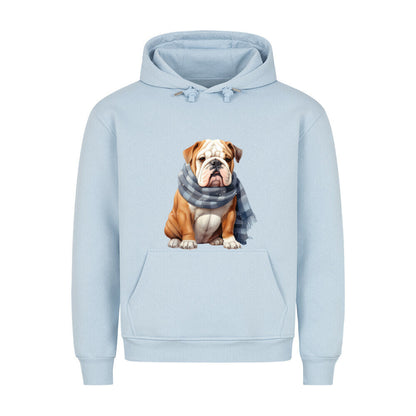 Premium Hoodie "English Bulldog - Winter" Babyblau – hunde-shirt.de