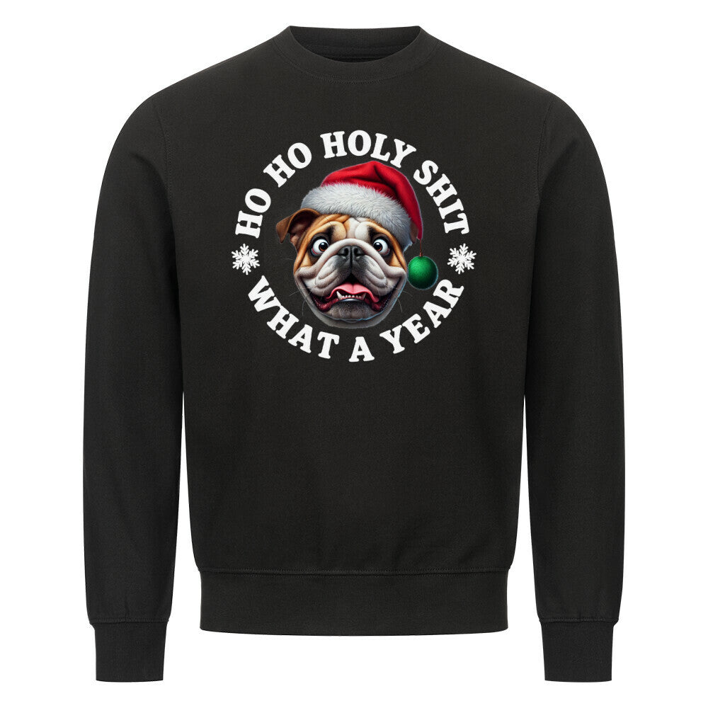 Premium Sweatshirt "English Bulldog - HO HO..." Schwarz – hunde-shirt.de
