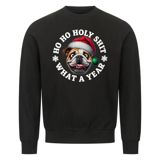 Premium Sweatshirt "English Bulldog - HO HO..." Schwarz – hunde-shirt.de