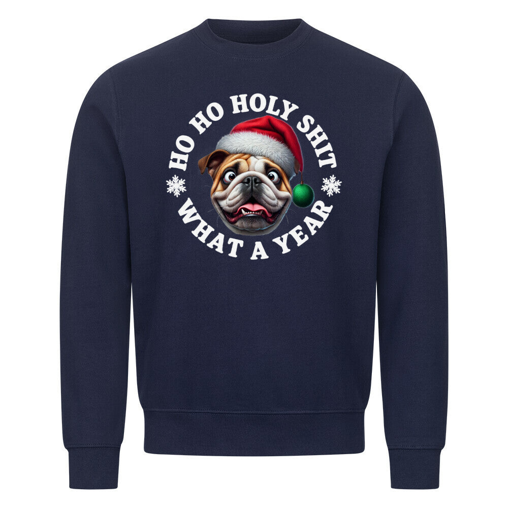 Premium Sweatshirt "English Bulldog - HO HO..." Navy Blue – hunde-shirt.de