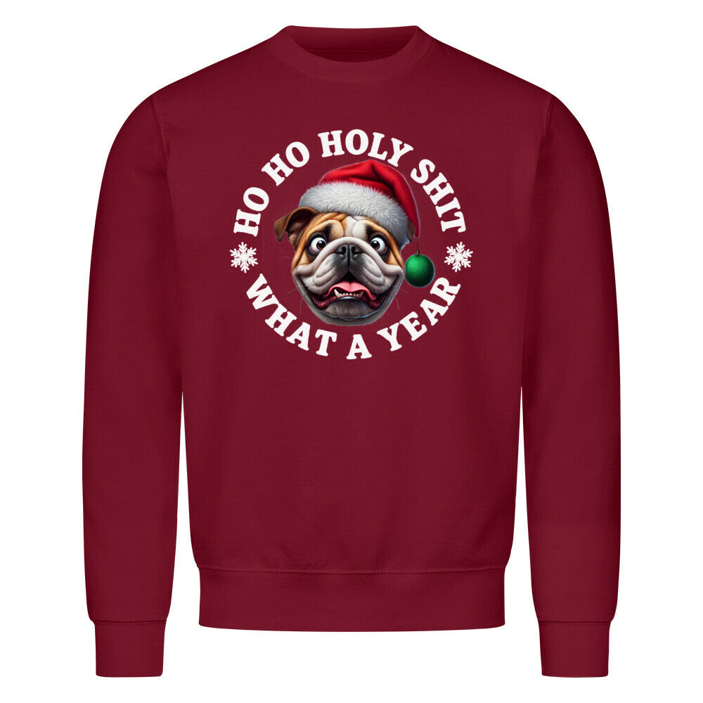 Premium Sweatshirt "English Bulldog - HO HO..." Burgunder – hunde-shirt.de