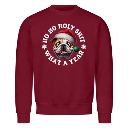 Premium Sweatshirt "English Bulldog - HO HO..." Burgunder – hunde-shirt.de
