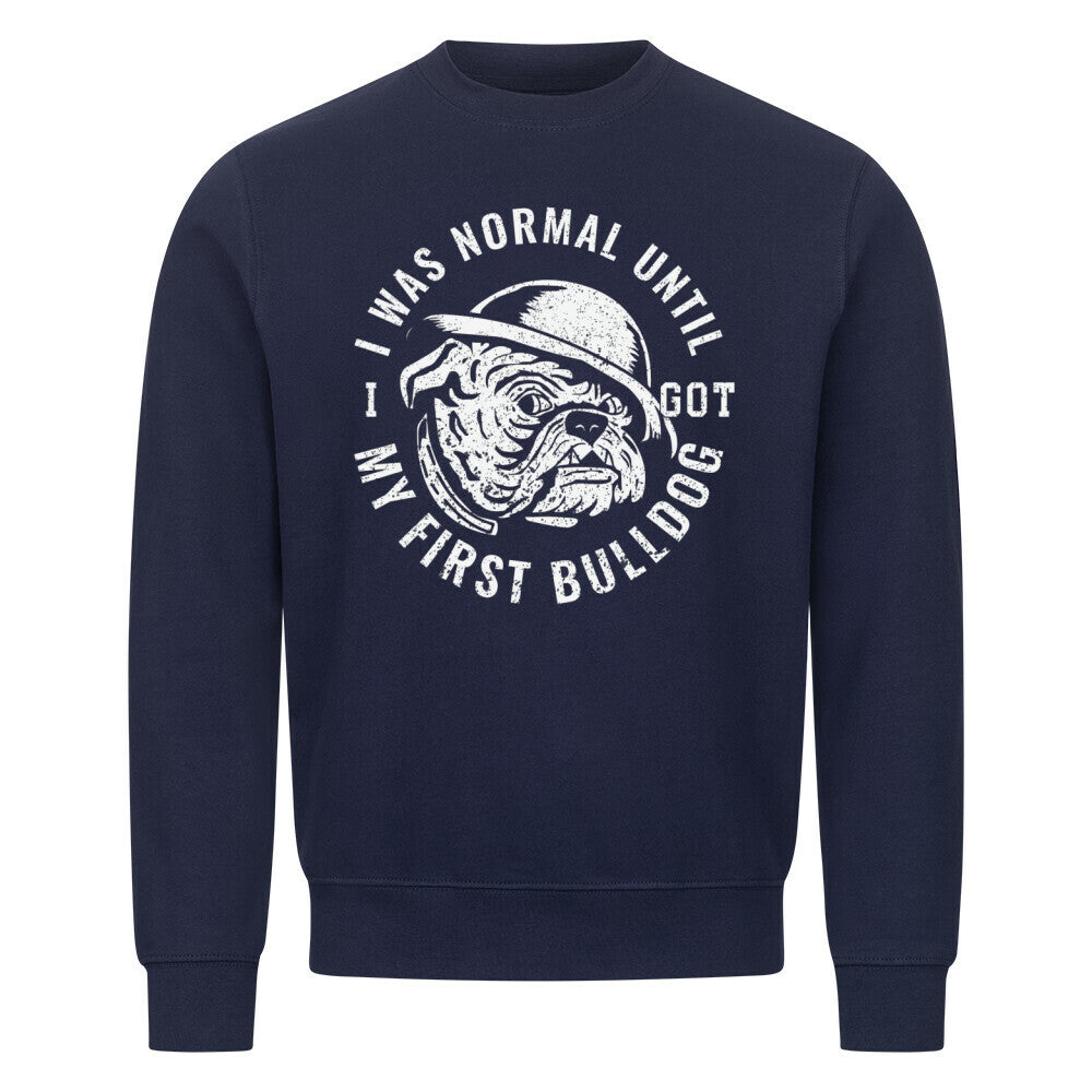 Premium Sweatshirt "English Bulldog - My first Bulldog" Navy Blue – hunde-shirt.de
