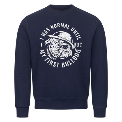 Premium Sweatshirt "English Bulldog - My first Bulldog" Navy Blue – hunde-shirt.de