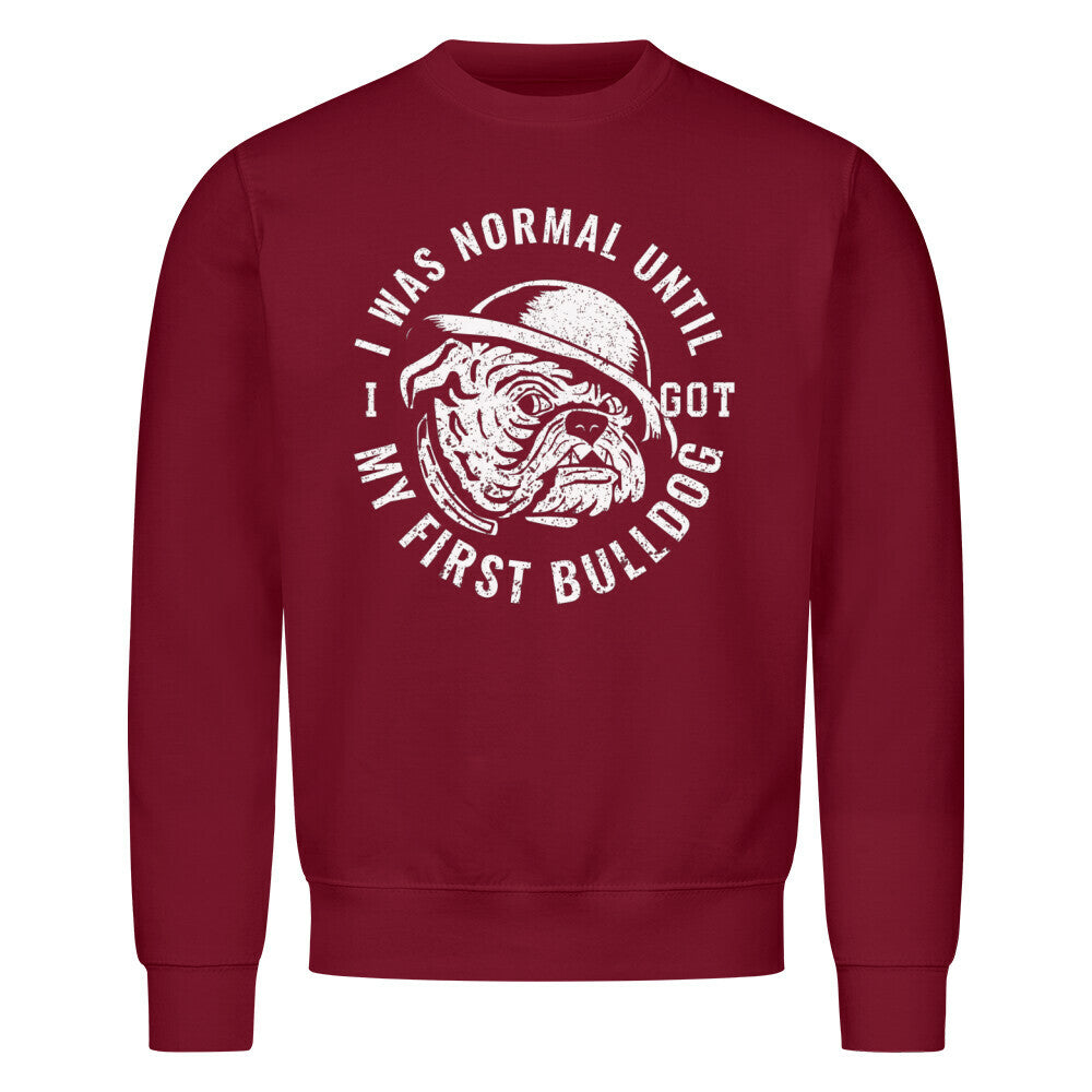 Premium Sweatshirt "English Bulldog - My first Bulldog" Burgunder – hunde-shirt.de
