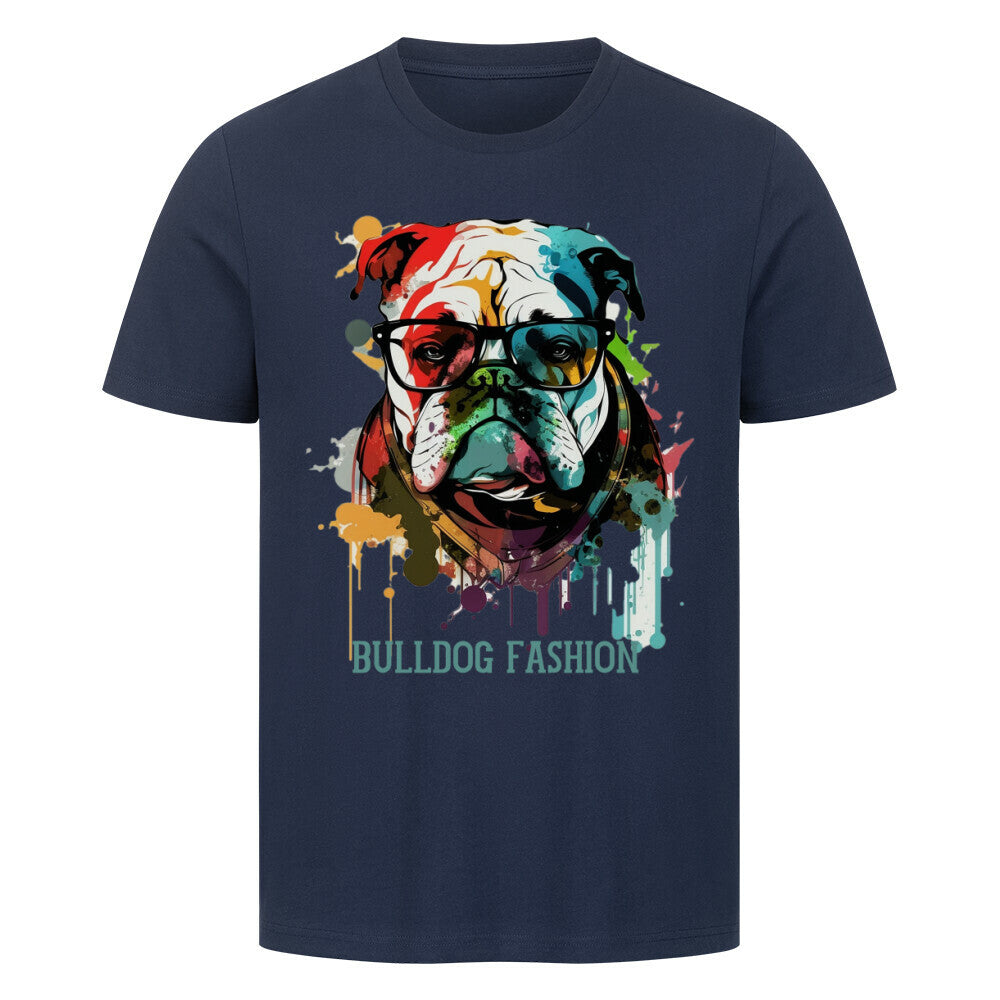 Premium T-Shirt "English Bulldog - Fashion" French Navy – hunde-shirt.de
