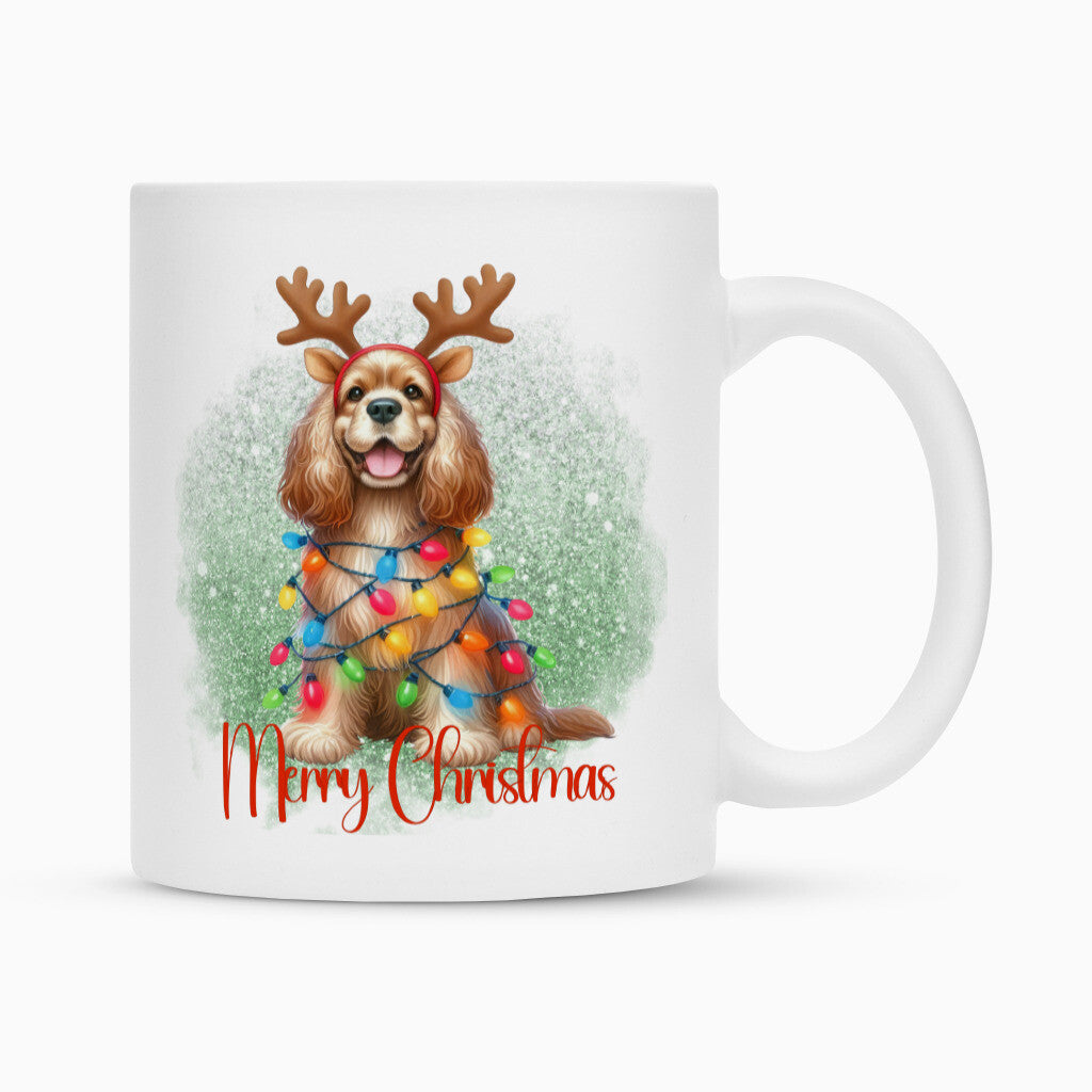 Tasse "English Cocker Spaniel - Funny Christmas" Weiß – hunde-shirt.de