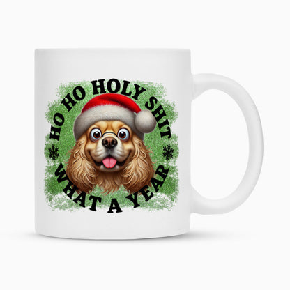 Tasse "English Cocker Spaniel - HO HO...2" Weiß – hunde-shirt.de