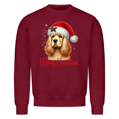 Premium Sweatshirt "English Cocker - Merry Christmas" Burgunder – hunde-shirt.de