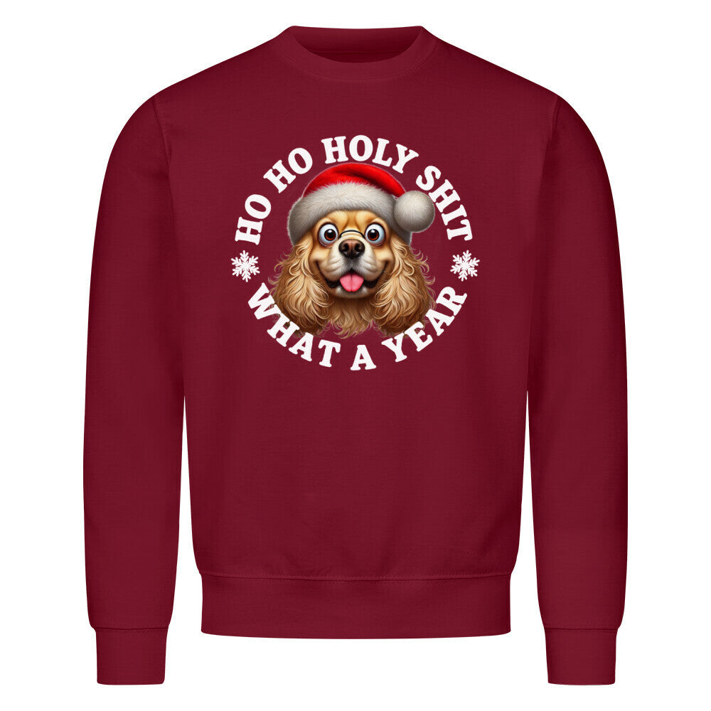 Premium Sweatshirt "English Cocker - HO HO... 2" Burgunder – hunde-shirt.de