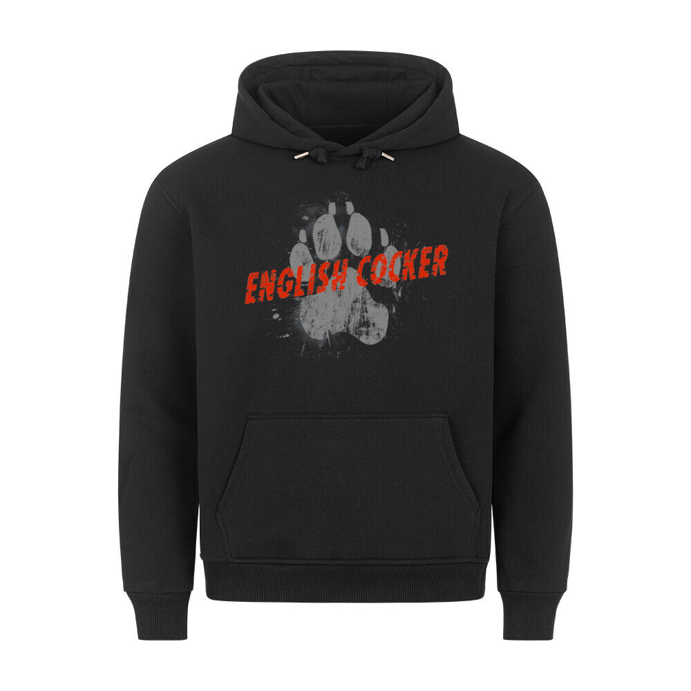 Premium Hoodie "English Cocker - PAW" Schwarz – hunde-shirt.de