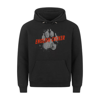 Premium Hoodie "English Cocker - PAW" Schwarz – hunde-shirt.de