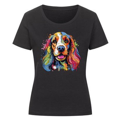 Premium Organic Damen-Shirt "English Cocker - Splash" Schwarz – hunde-shirt.de