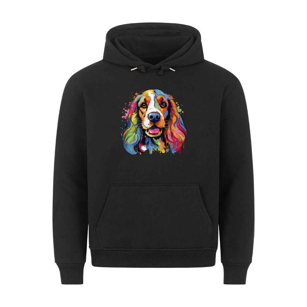 Premium Hoodie "English Cocker - Splash" Schwarz – hunde-shirt.de